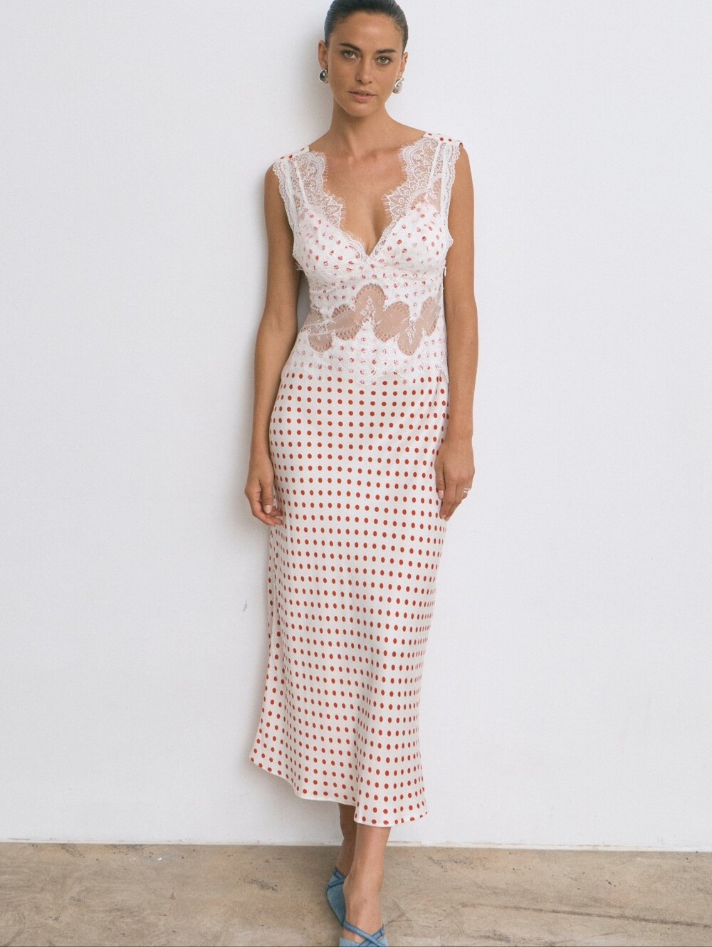 Third Form Visions Lace Deep V Maxi Dress | RED POLKA DOT